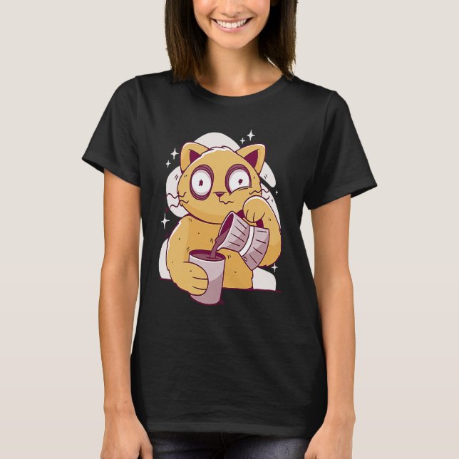 Nurse Caffeine Lover Coffee Drinking Funny Cat Dri T Shirt (Framsida)