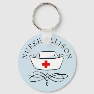 Nurse Cap, lägg till Namn Nyckelring