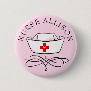 Nurse Cap, lägg till Namn Rosa Knapp