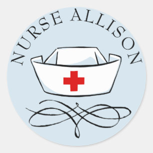 Nurse Cap, lägg till Namn Runt Klistermärke