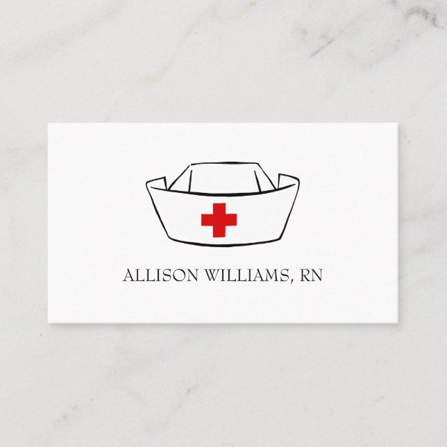 Nurse Cap Monogrammed Namn White Professionell Visitkort (Framsida)