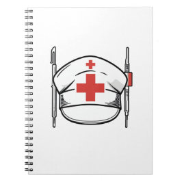 Nurse Cap with Red Cross and Medical Tools Design Anteckningsbok