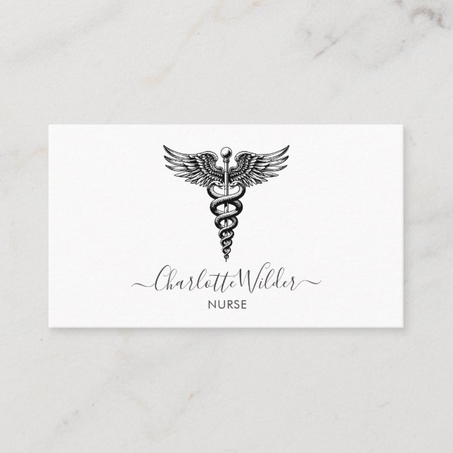 Nurse Caregiver Caduceus Visitkort (Framsida)