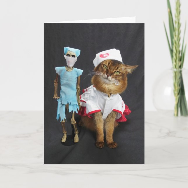 Nurse Cat och dr Bones Kort (Framsida)