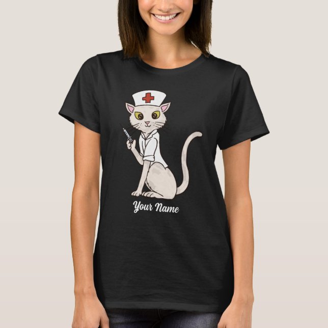 Nurse Cat - White Kattunge Nurse Cat Lover T Shirt (Framsida)