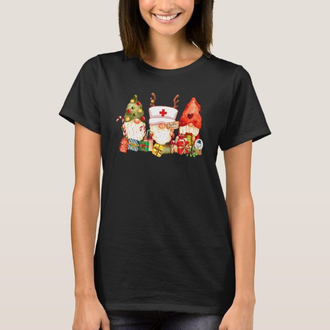 Nurse Christmas Gnomes Cute Nurses Xmas Pajamas PJ T Shirt (Framsida)