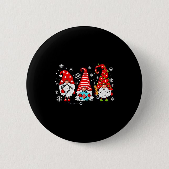 Nurse Christmas Gnomes Xmas Scrub Top Er Rn Nursin Knapp (Framsida)