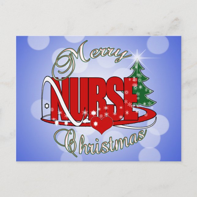 NURSE CHRISTMAS JULAFTON HELG VYKORT (Framsida)