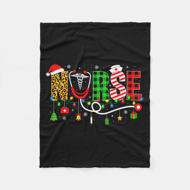 Nurse Christmas Stethoscope Nurses Xmas Pajamas Gi Fleecefilt (Framsidan)