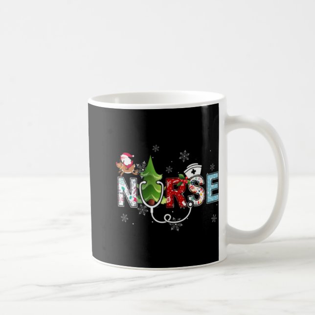 Nurse Christmas Stethoscope Nurses Xmas Pajamas Pj Kaffemugg (Höger)