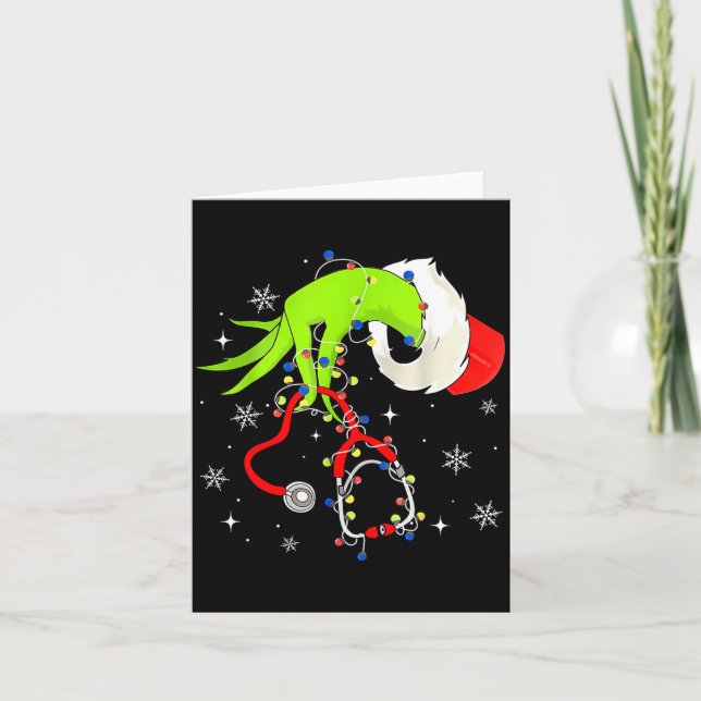 Nurse Christmas Stethoscope Nurses Xmas Pajamas Sa Kort (Framsida)