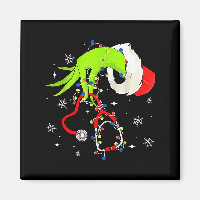 Nurse Christmas Stethoscope Nurses Xmas Pajamas Sa Magnet (Framsidan)