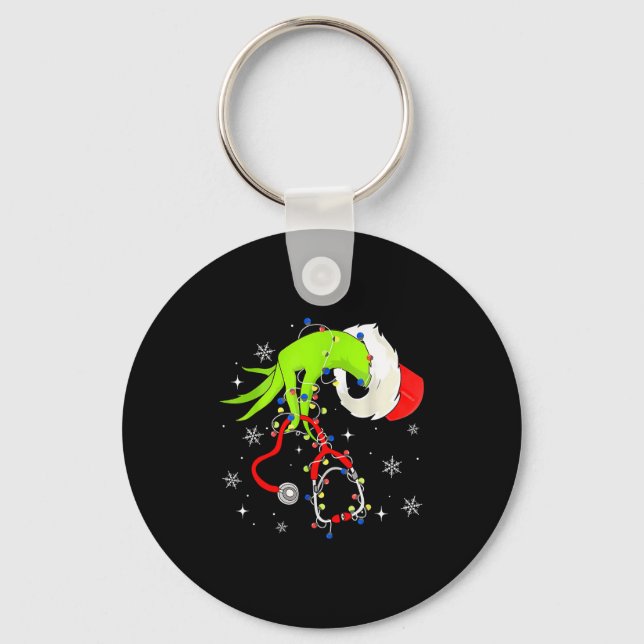 Nurse Christmas Stethoscope Nurses Xmas Pajamas Sa Nyckelring (Framsida)