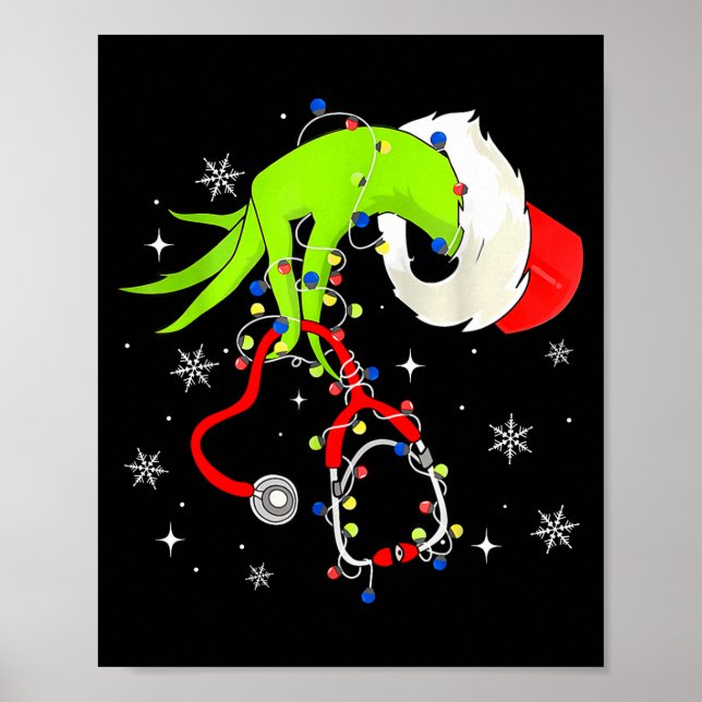 Nurse Christmas Stethoscope Nurses Xmas Pajamas Sa Poster (Framsidan)