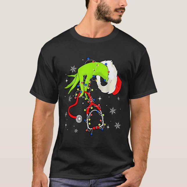 Nurse Christmas Stethoscope Nurses Xmas Pajamas Sa T Shirt (Framsida)