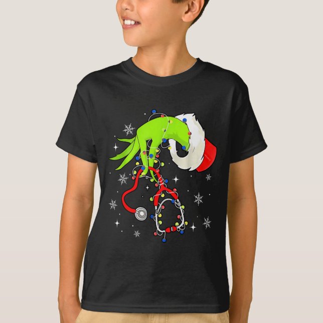 Nurse Christmas Stethoscope Nurses Xmas Pajamas Sa T Shirt (Framsida)