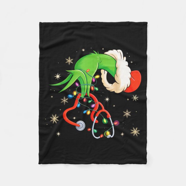 Nurse Christmas Stethoscope Nurses Xmas Santa Wome Fleecefilt (Framsidan)