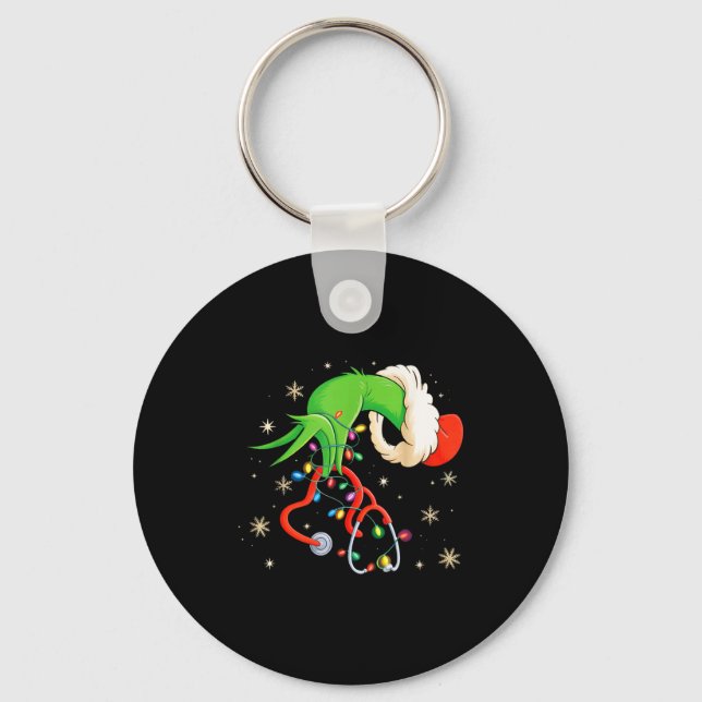 Nurse Christmas Stethoscope Nurses Xmas Santa Wome Nyckelring (Framsida)