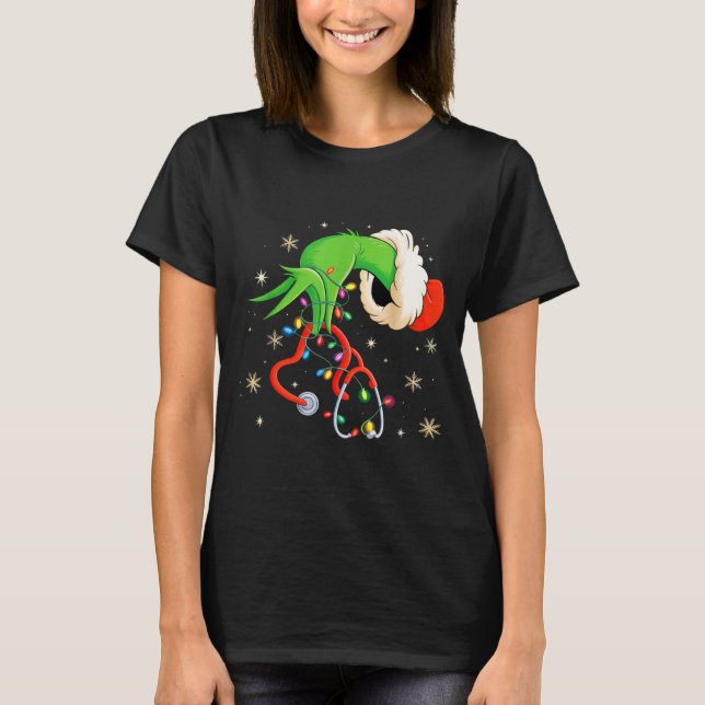 Nurse Christmas Stethoscope Nurses Xmas Santa Wome T Shirt (Framsida)