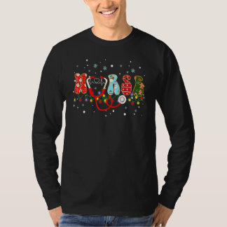 Nurse Christmas Stethoscope Nurses Xmas Scrub Top  T Shirt
