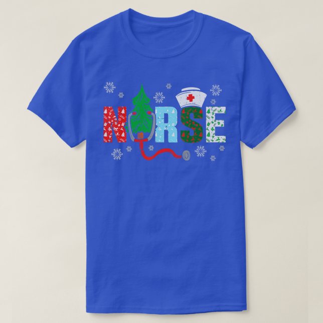 Nurse Christmas Tree Nurses Xmas Winter Scrub RN M T Shirt (Design framsida)