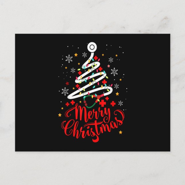 Nurse Christmas Tree Stethoscope RN LPN Scrub Nurs Helg Vykort (Framsida)