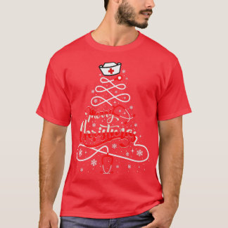 Nurse Christmas Tree Stethoscope RN LPN Scrub Nurs T Shirt