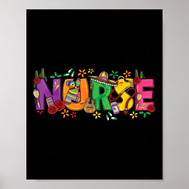 Nurse Cinco De Mayo Fiesta Mexican Nursing Taco Nu Poster (Framsidan)