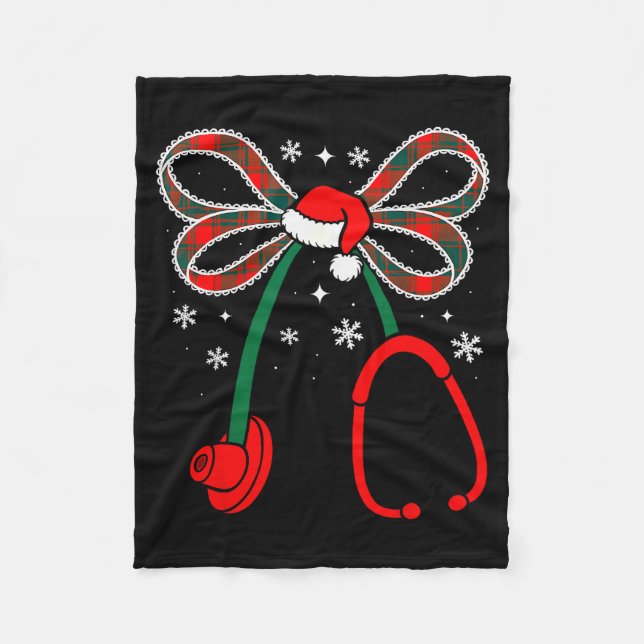 Nurse Coquette Bow Stethoscope Nursing Xmas Pjs Ch Fleecefilt (Framsidan)