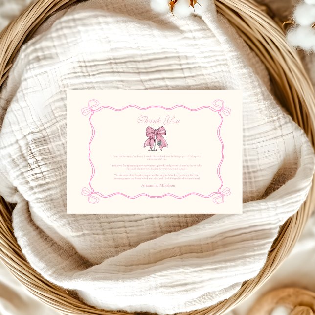 Nurse Coquette Rosa Bow Elegant Studenten Tack Kort (Skapare uppladdad)