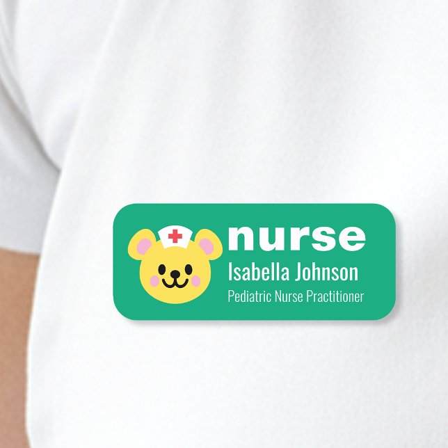 Nurse Custom Name Cute Dog Blue Namnbricka (Skapare uppladdad)
