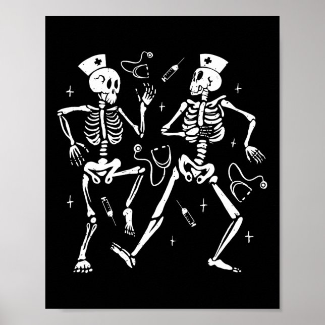 Nurse Dancing Skeleton Halloween Skeleton Costume Poster (Framsidan)
