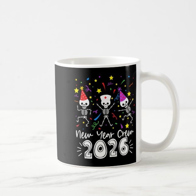 Nurse Dancing Skeleton New Year Crew 2026 Funny Er Kaffemugg (Höger)