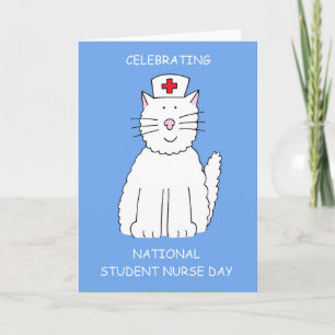 Nurse Day Cute Tecknad Cat Student Kort