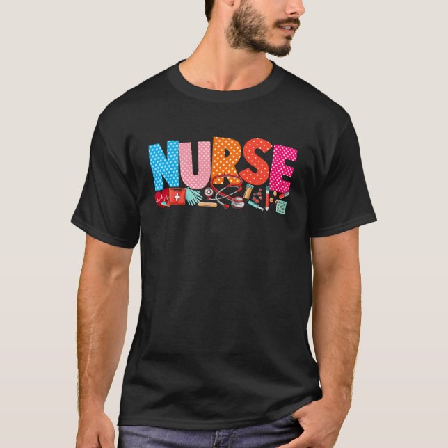 Nurse Day Nurse Week Nurse Life Stethoscope Scrub  T Shirt (Framsida)