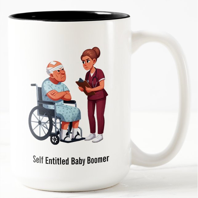 Nurse Dealing With Self Entitled Elderly Patient  Två-Tonad Mugg (Skapare uppladdad)