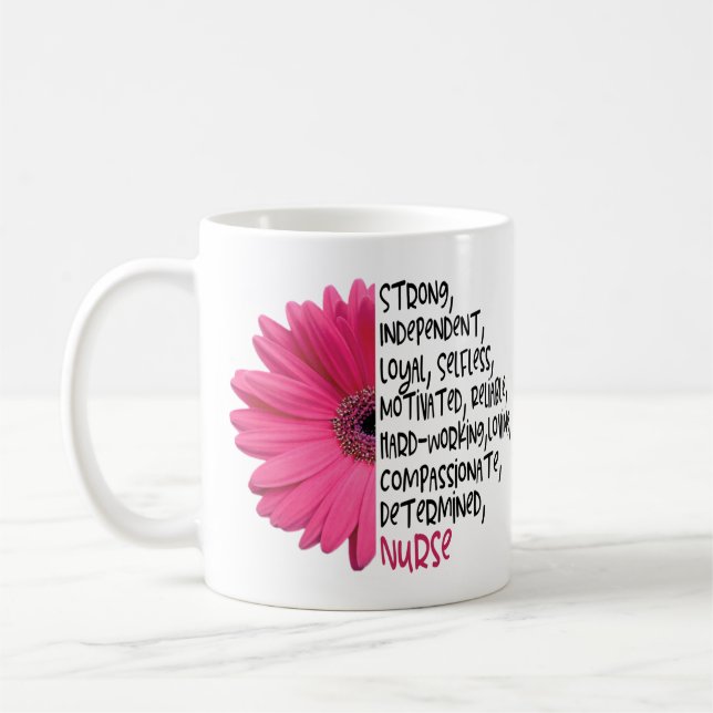 Nurse Definition Rosa Daisy Essential Worker Kaffemugg (Vänster)