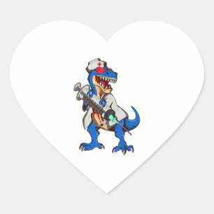 Nurse Dinosaur Nurse Hjärtformat Klistermärke