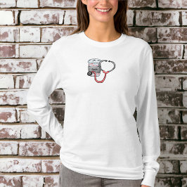 Nurse Doktor Anpassningsbar Heartslag Kaffe Stetho T Shirt