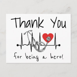 Nurse Doktor Heart Stetoscope Tack Vykort