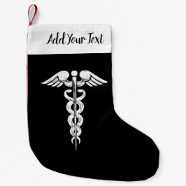 Nurse Doktor Medical Caduceus Black White Liten Julstrumpa