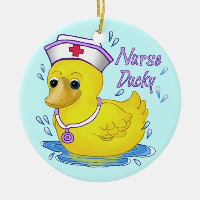 Nurse Ducky Julgransprydnad Keramik (Framsidan)