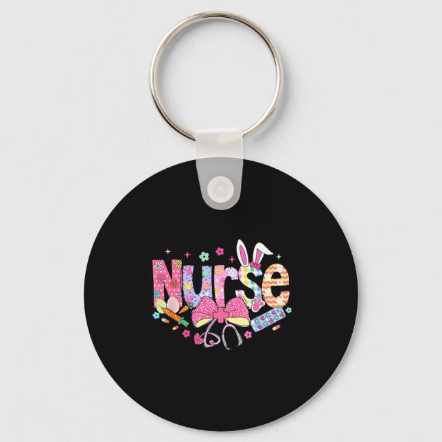 Nurse Easter Day Cute Coquette Stethoscope Nursing Nyckelring (Framsida)