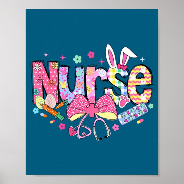 Nurse Easter Day Cute Coquette Stethoscope Nursing Poster (Framsidan)