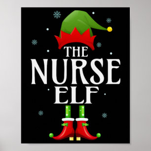 Nurse Elf Julafton Funny Family Matchning jul Paj Poster