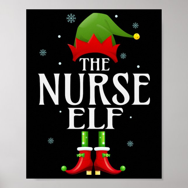 Nurse Elf Julafton Funny Family Matchning jul Paj Poster (Framsidan)