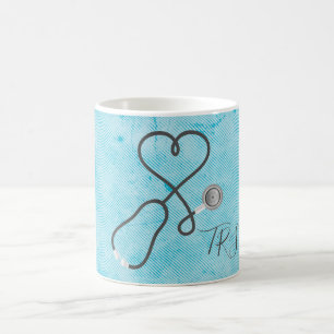 Nurse eller Doktor Stethoscopes Monogram Blue Kaffemugg