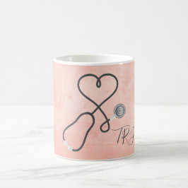 Nurse eller Doktor Stetoscopes Studenten Monogram Kaffemugg