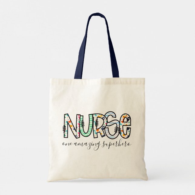 Nurse En Fantastisk Superhjälte Modern typografi Tygkasse (Baksida)