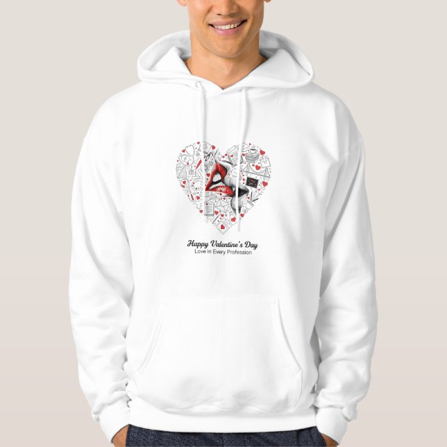 Nurse Engineer Teacher Professional Valentine Hear Hoodie (Framsida)